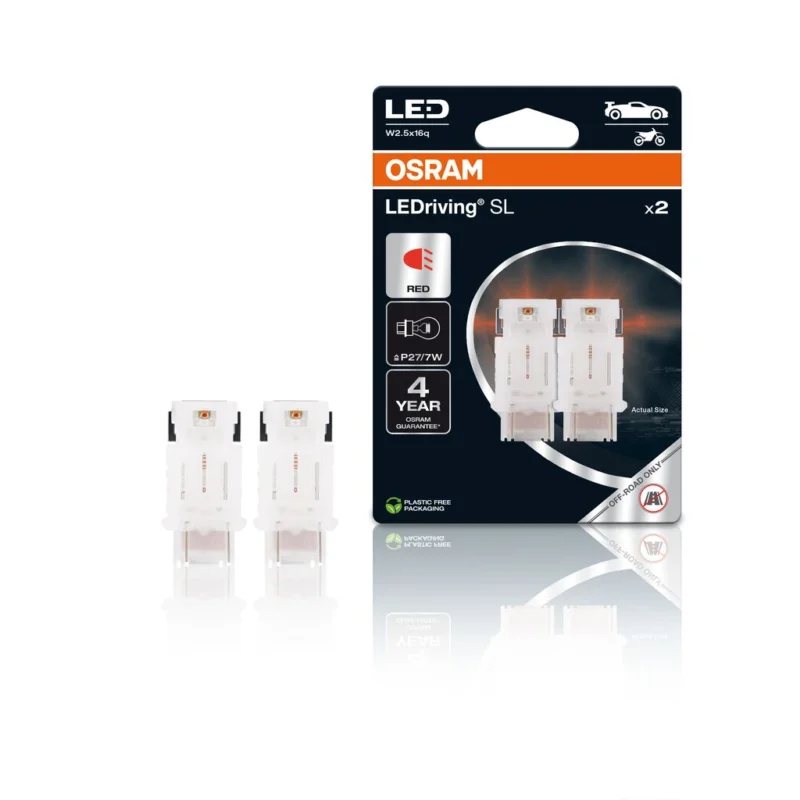 OSRAM LED 12V P27/7W W2.5x16q ?ervená (2ks) Duo-blister Vyhodná Nabídka