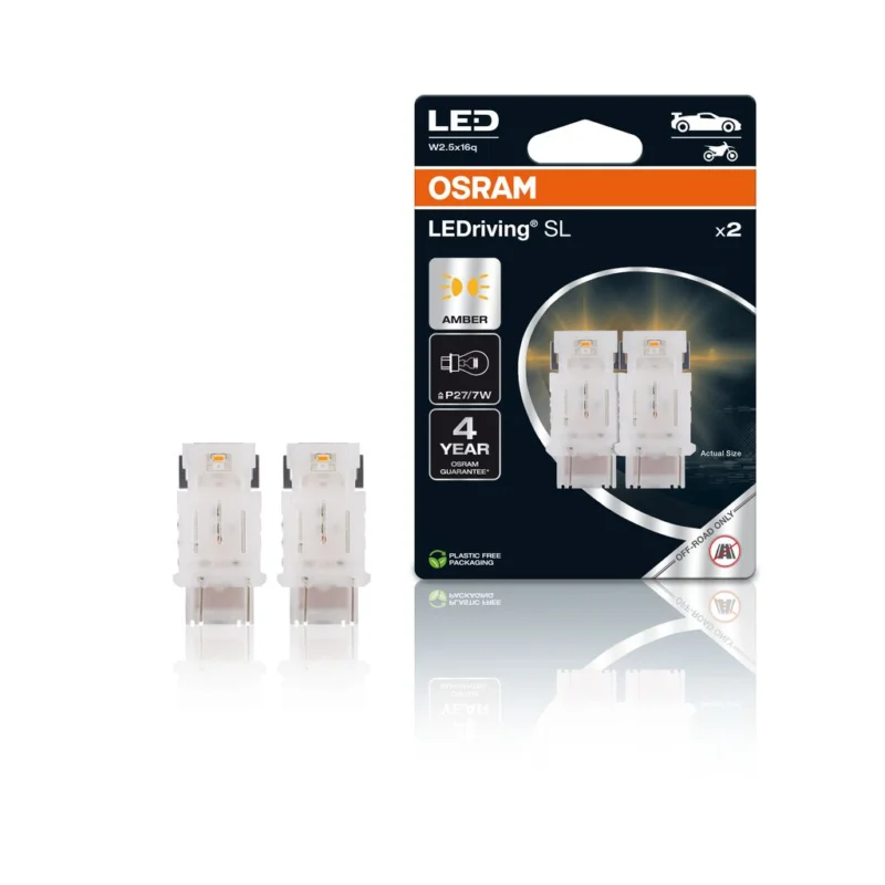 Bezpe?ná Platba OSRAM LED 12V P27/7W W2.5x16q oran?ová (2ks) Duo-blister