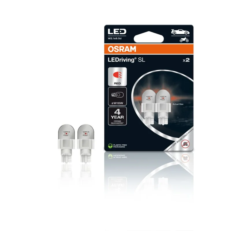 Cenovy Hit OSRAM LED 12V W16W W2,1x9,5d ?ervená (2ks) Duo-blister