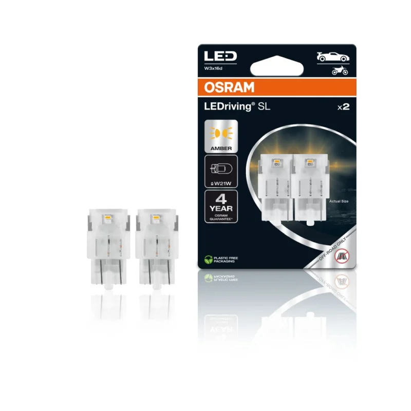 OSRAM LED 12V W21W W3x16d oran?ová (2ks) Duo-blister Originální