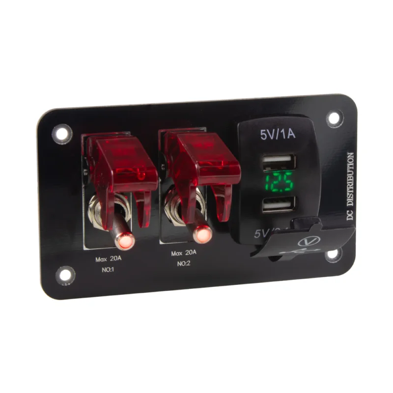 Panel s 2x spína?em + 2x USB + voltmetr Koupit Online