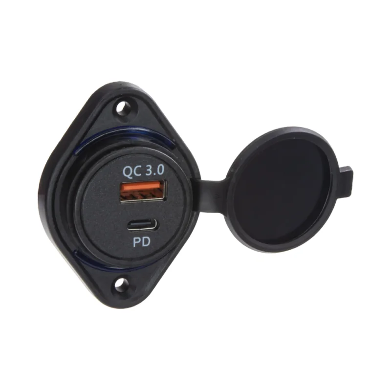 Zlevněny USB QC3.0 + USB-C zásuvka 12/24V, montá? na povrch