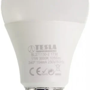 ?árovka TESLA bytová LED BULB E27, 11W, 230V, 1055lm, 25 000h, 3000K teplá bílá, 220st Autenticky