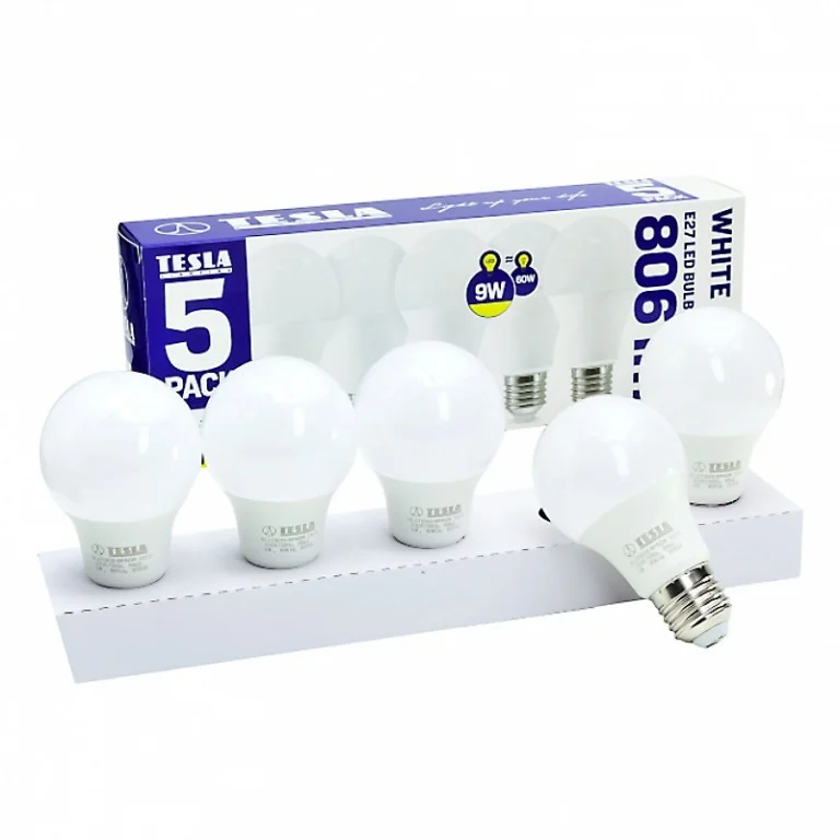 ?árovka TESLA bytová LED BULB E27, 9W, 230V, 806lm, 25 000h, 3000K teplá bílá, 220st, 5ks v balení Oblíbeny